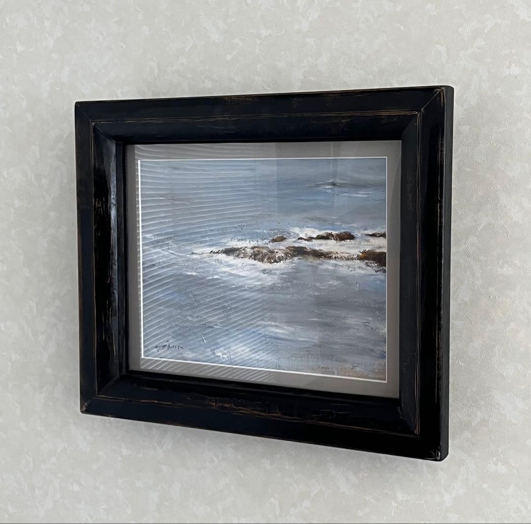 【自作油彩画】 【自作額縁】「南白浜の海」F6号