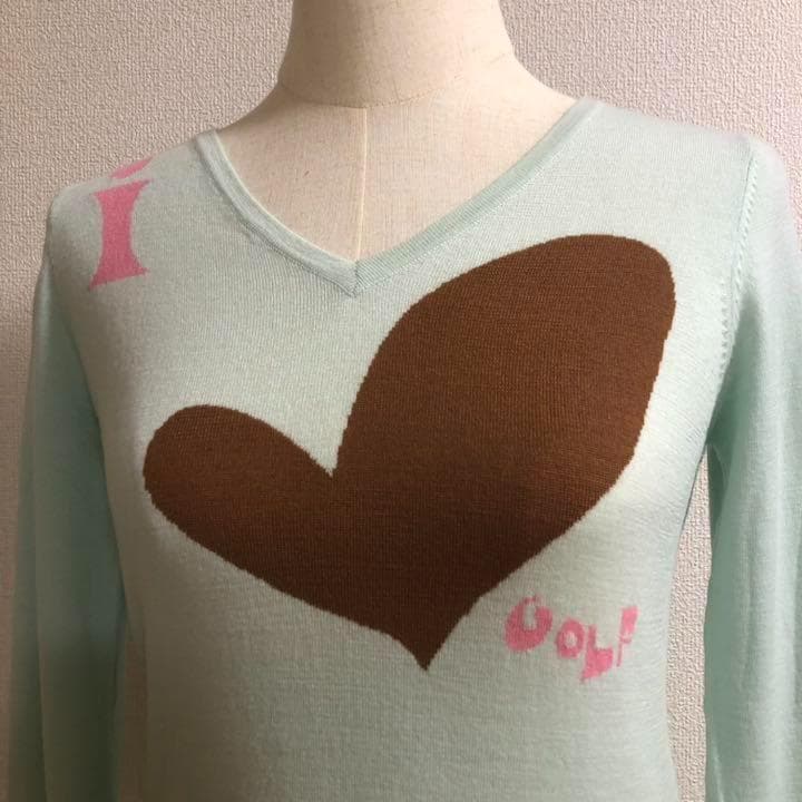 パーリーゲイツ Ｖネック ウール カシミア混 ニット ブルー系 サイズ1