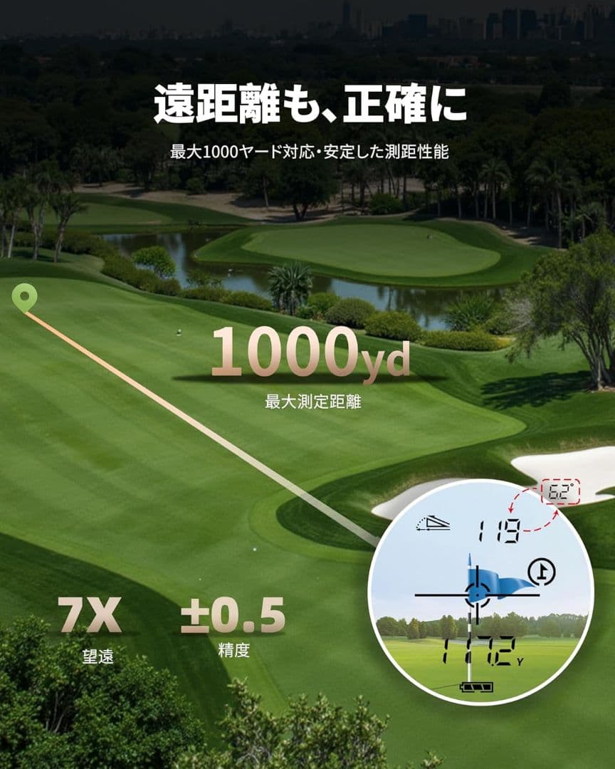 DORMIE ゴルフ距離計 T80 三点測距 1000yd レーザー距離計 高精