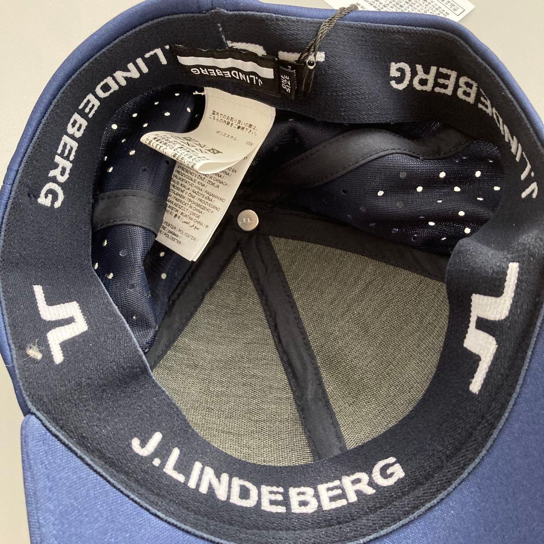 新品 J. LINDEBERG ゴルフメンズ帽子 ネイビーキャップ ロゴワッペン