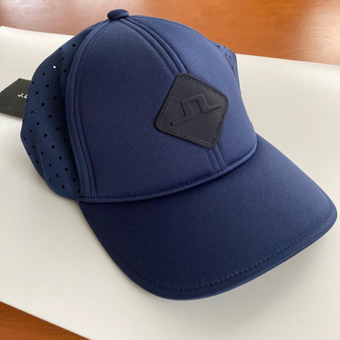 新品 J. LINDEBERG ゴルフメンズ帽子 ネイビーキャップ ロゴワッペン