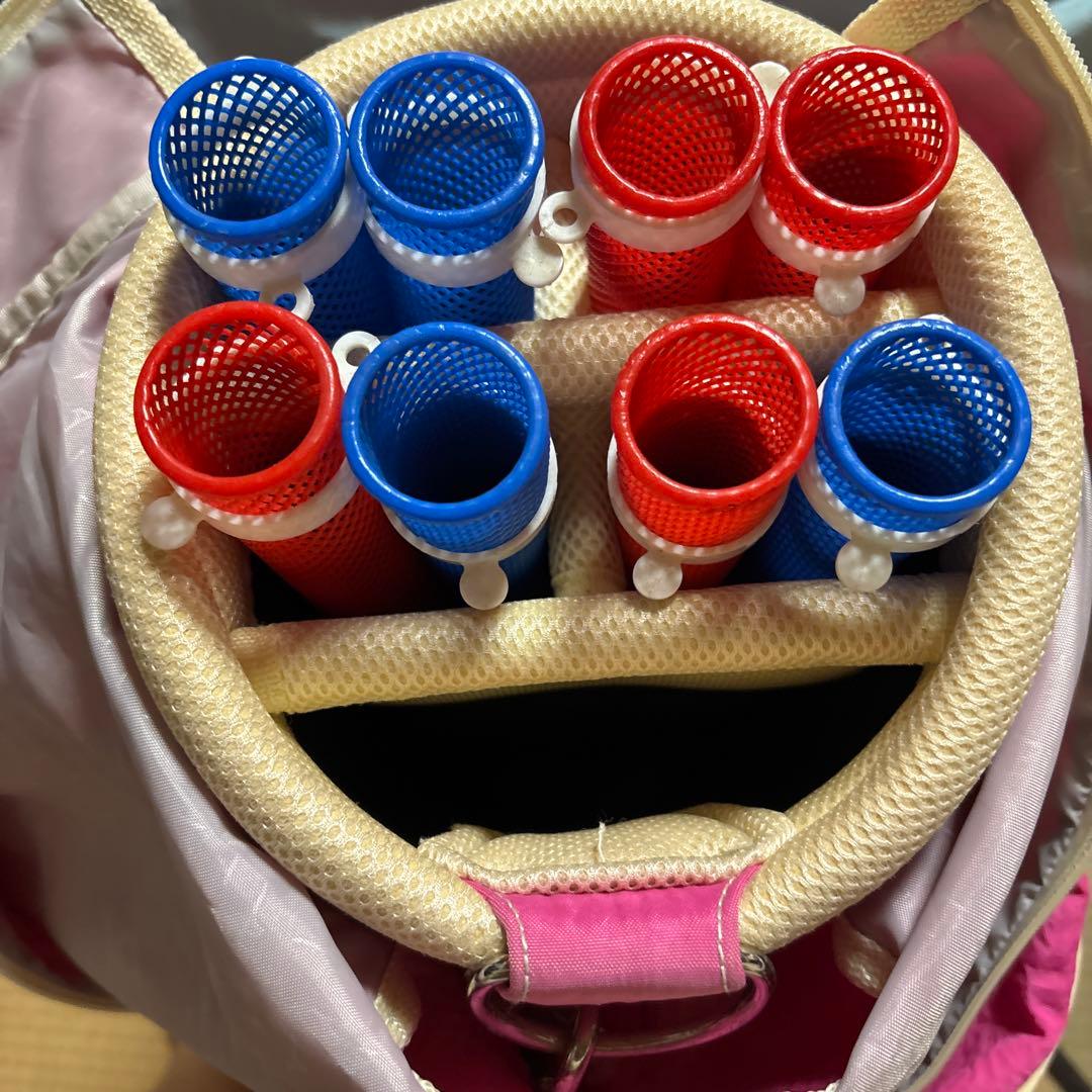 ピンク ゴルフバッグ ハート刺繍付き