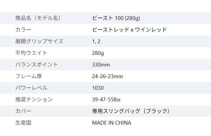 BEAST 100 (280g)　G2　7TJ152