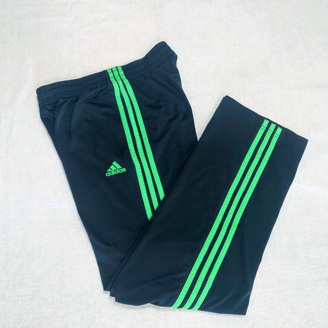 海外 adidas スリーライン ジャージパンツ ブラック/グリーン XL