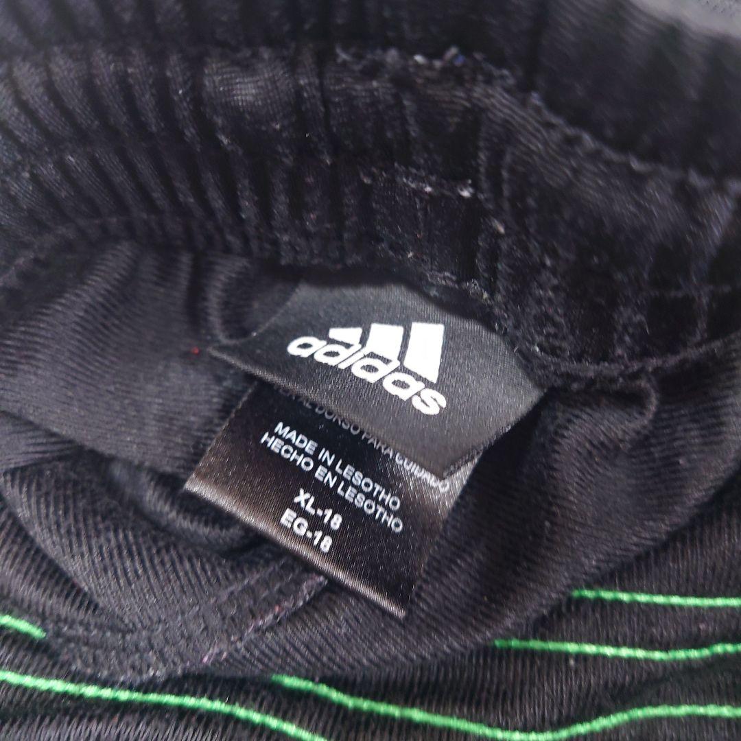 海外 adidas スリーライン ジャージパンツ ブラック/グリーン XL