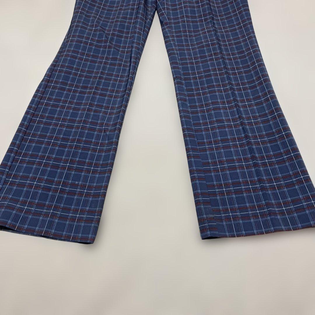 美品 J.LINDEBERG ネイビーチェック柄 スリムフィット ゴルフパンツ