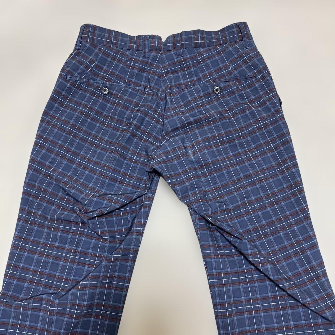 美品 J.LINDEBERG ネイビーチェック柄 スリムフィット ゴルフパンツ