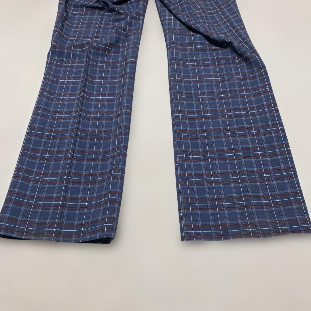 美品 J.LINDEBERG ネイビーチェック柄 スリムフィット ゴルフパンツ