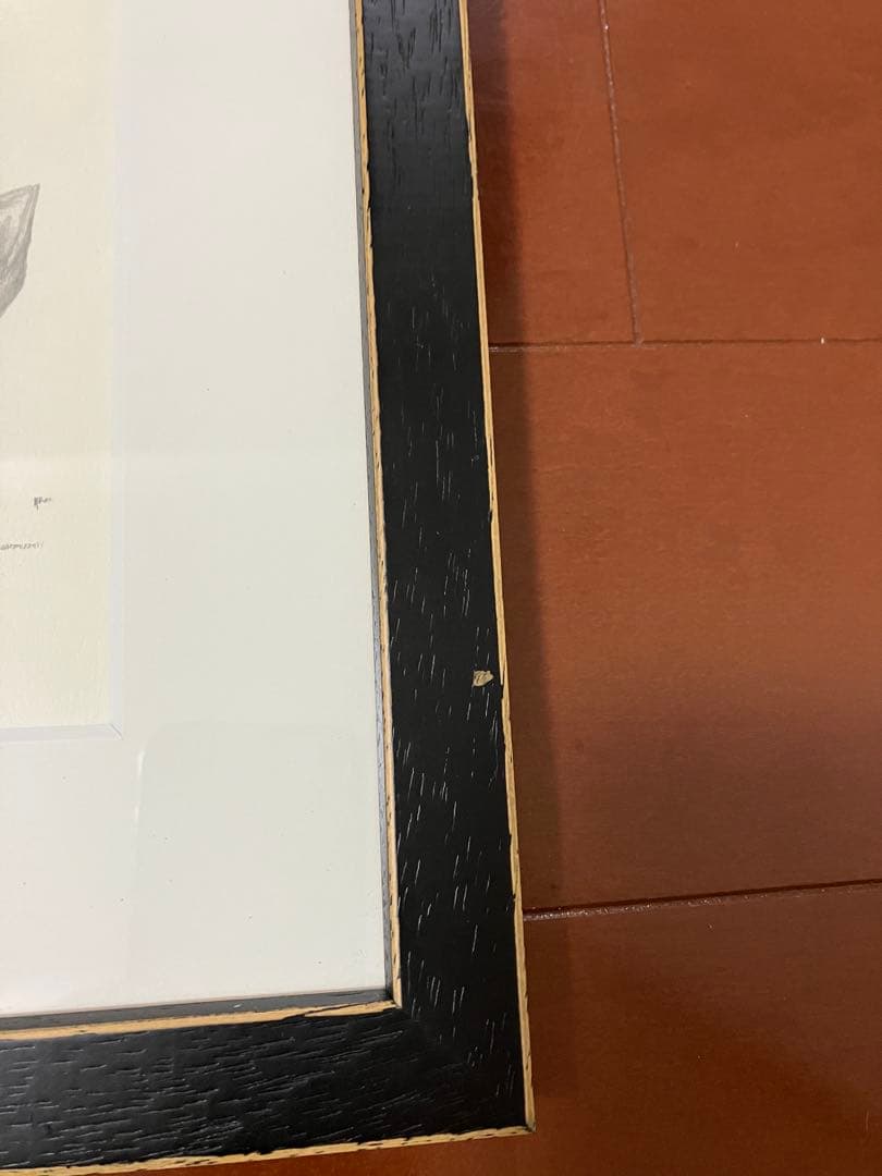 八代亜紀絵画　猫と紙ふうせん　木製フレーム付