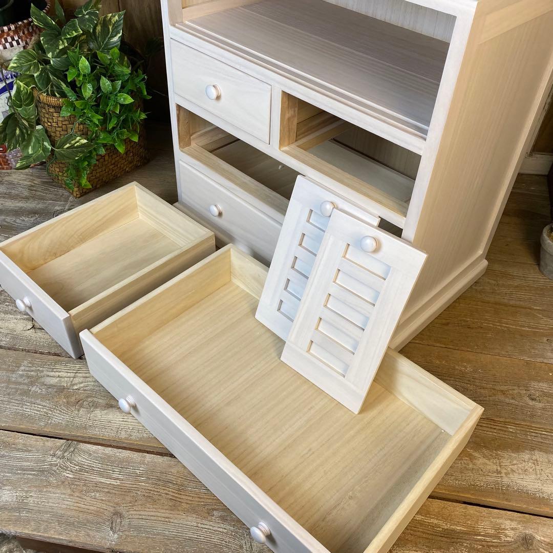 大幅値下げセール中！木製多引き出し桐チェストタンスホワイト二点セット収納家具