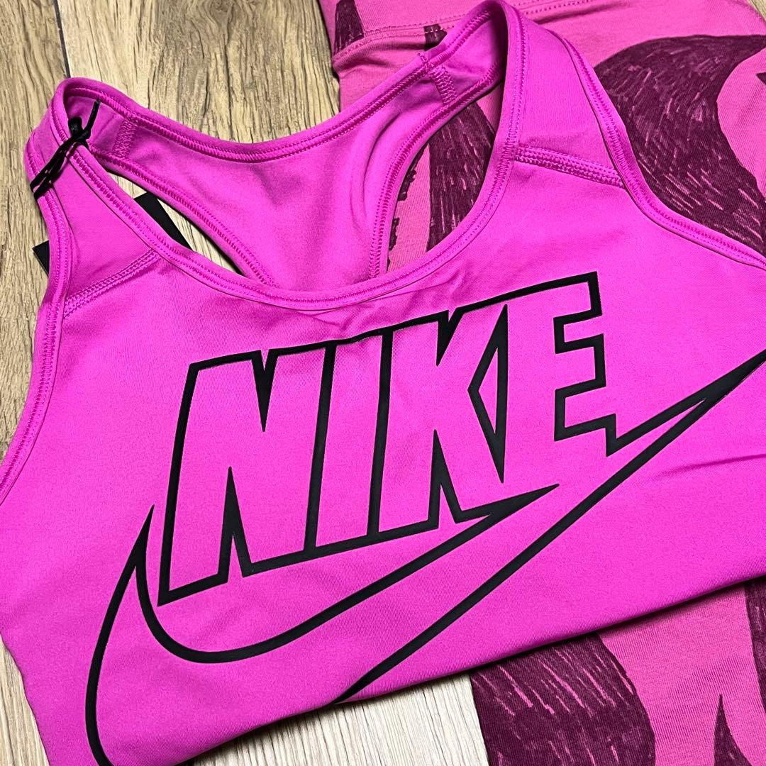 新品★NIKE ナイキ ブラトップ & レギンス 2点セット ロゴ ピンク L