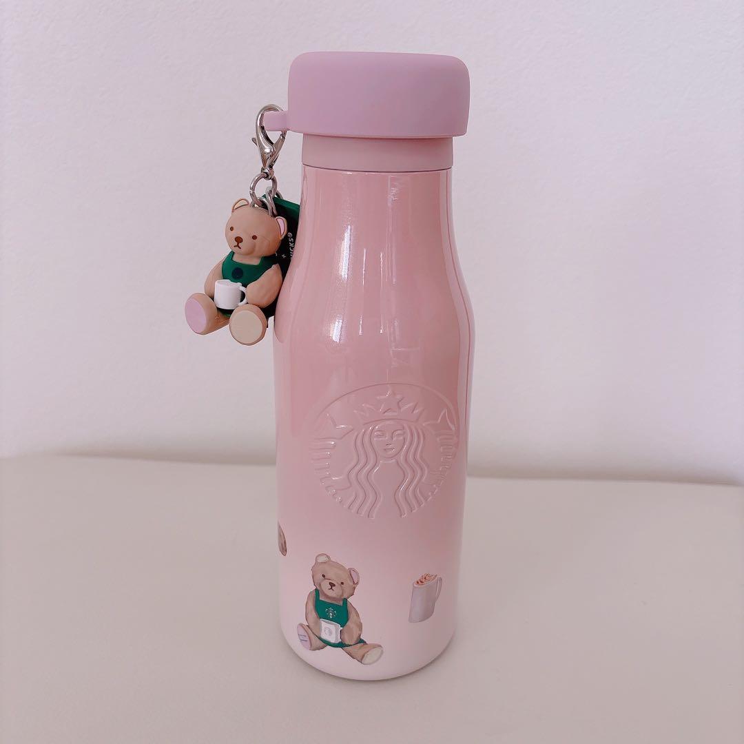 【新品.タグ付き】☆スターバックス☆リッドカバーベアチャーム付きステンレスボトル