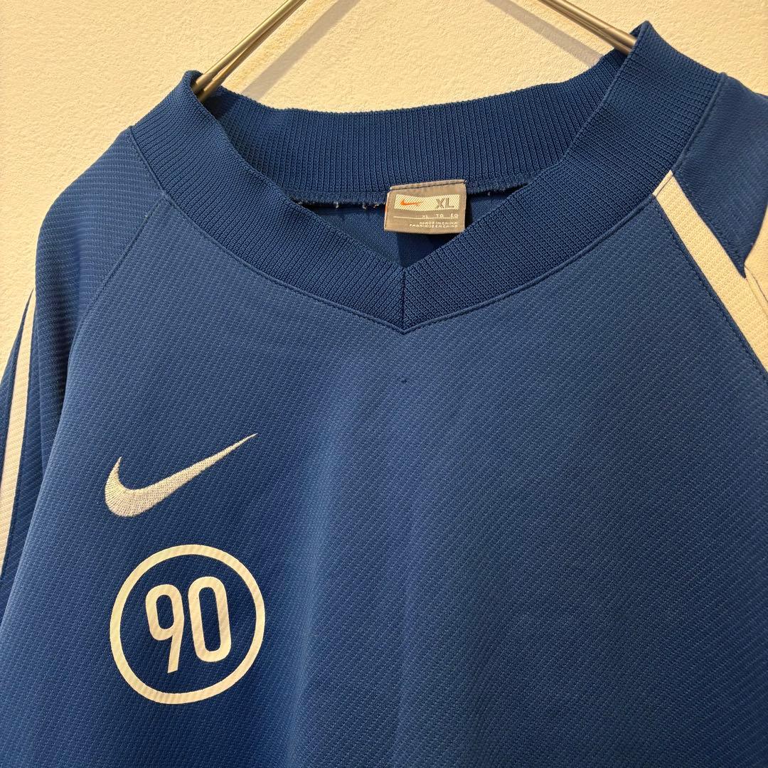 ナイキ ゲームシャツ 刺繍ロゴ 青　ブルー XL 長袖 メンズ スポーツ　90