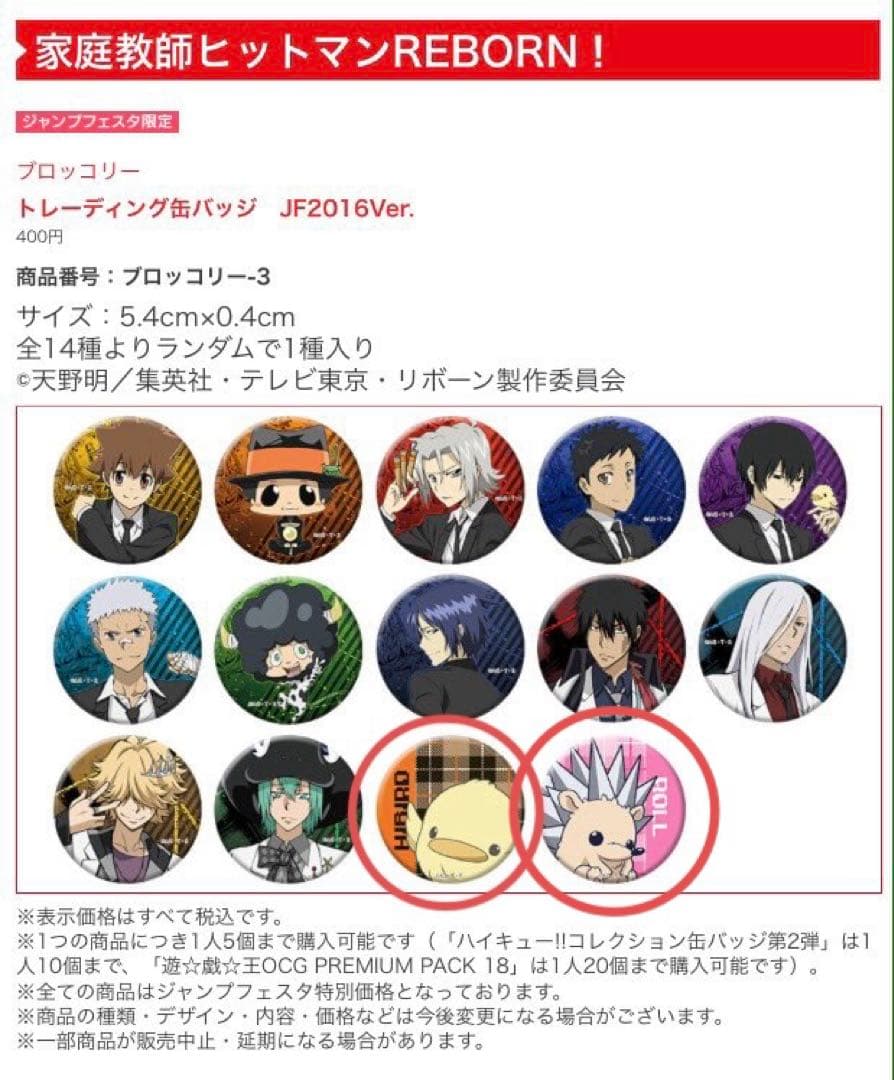 リボーン ジャンフェス 缶バッジ ヒバード ロール