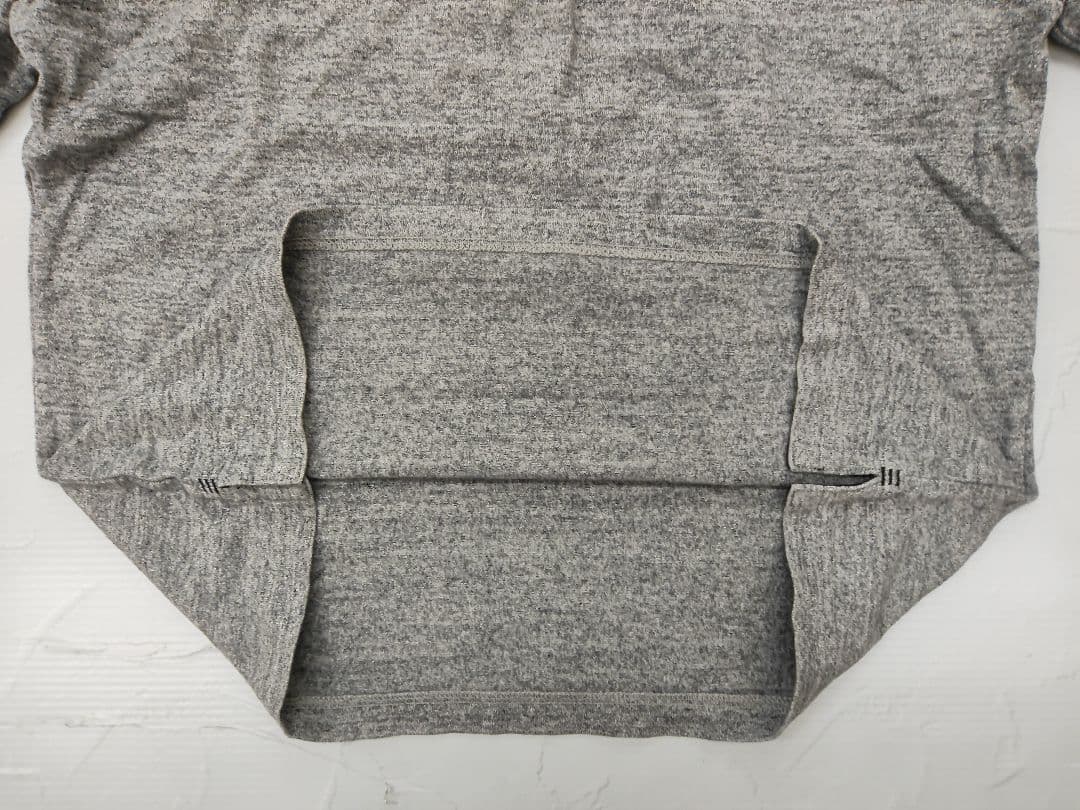 G533　カンタベリー　ロゴ刺繍入り杢グレー長袖ラガーシャツ　ポロシャツ