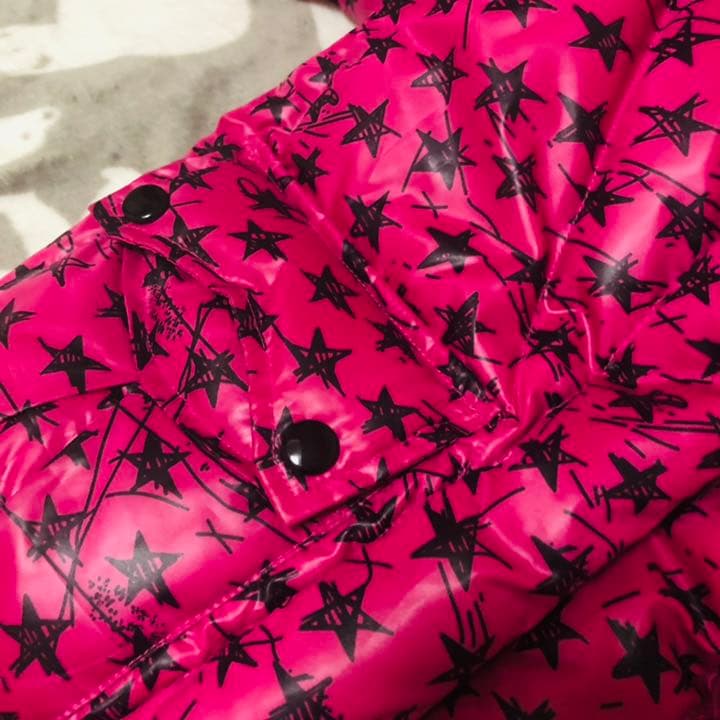 ダウンジャケット ツヤ スター ピンク 軽量タイプ S
