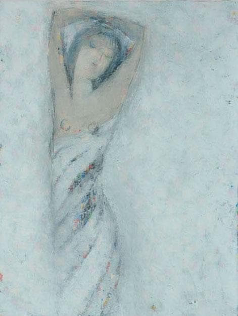 油絵 絵 絵画インテリア 額付(青緑＋金色の枠) F6-080912 人物女性像