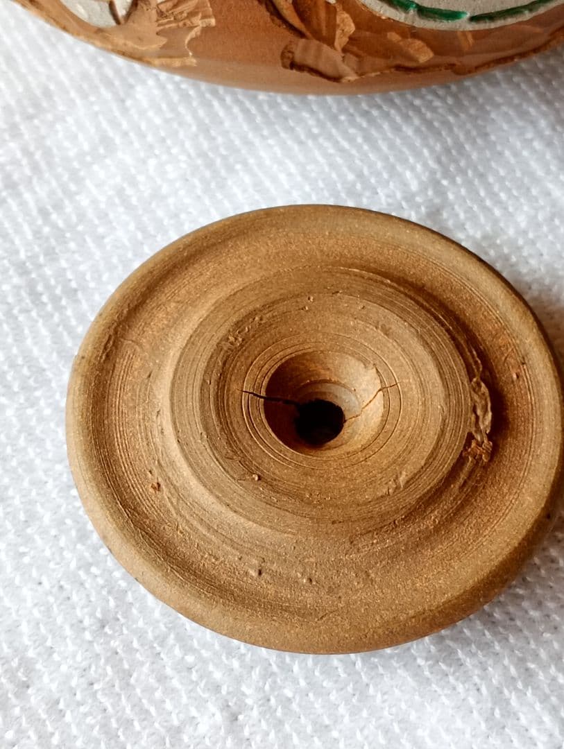 天竜焼き　萬蔵刻弦付き　酒器　焼締　飯田藩御用達　尾林窯
