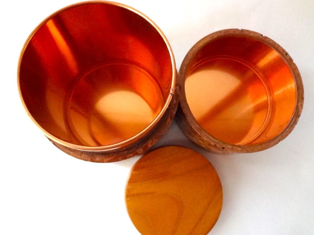桃の実　茶入　茶筒　銅缶　貞作　伝統工芸品　中古品　美品　茶道具　おすすめ品