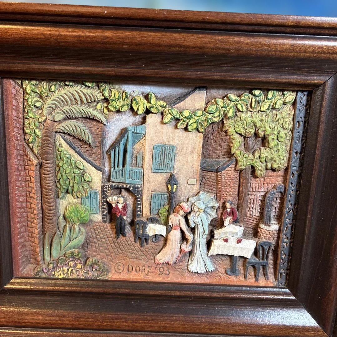 高級Hand Painted Woodgraph DORE’93 木彫り