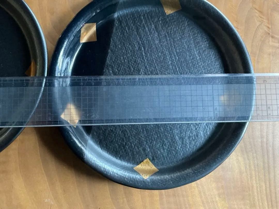 金箔　黒色　陶器皿セット 19枚