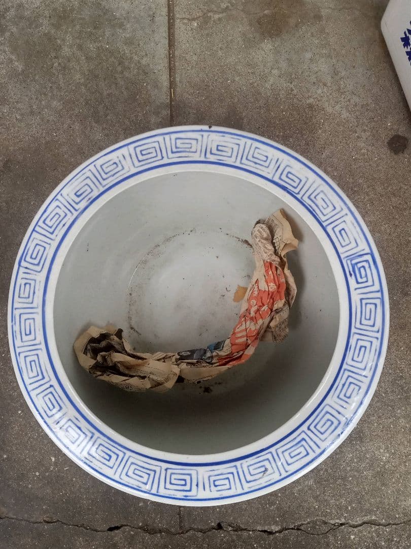 有田焼風　火鉢　サイズ大　昭和レトロ