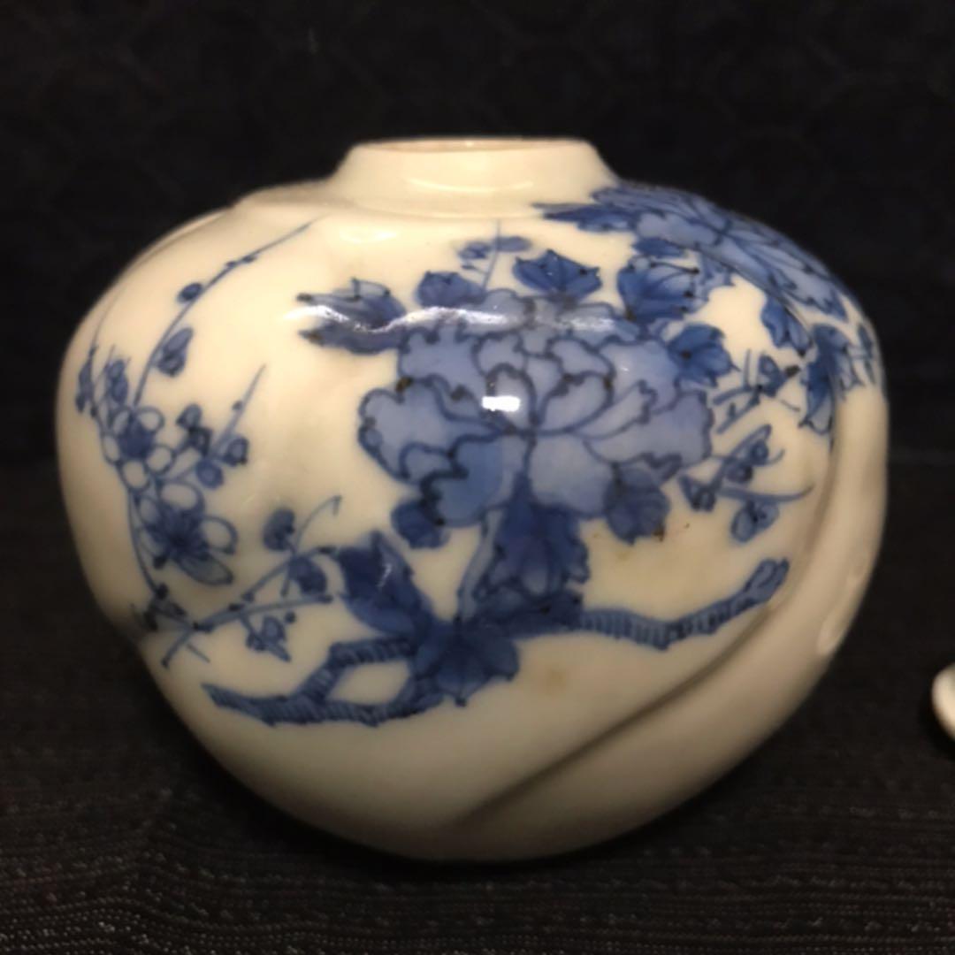 茶人宅からの蔵出品　染付小壺　振出　時代保証品