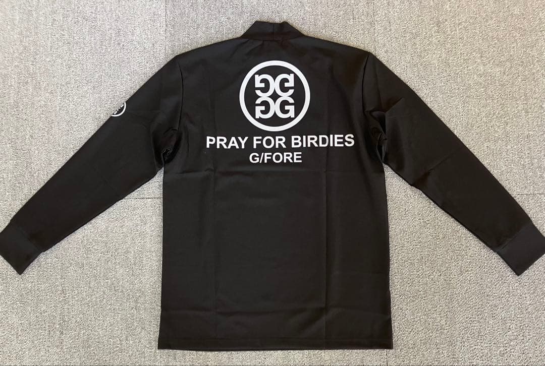 G/FORE ジーフォア LサイズモックネックロングスリーブT-シャツ 黒色