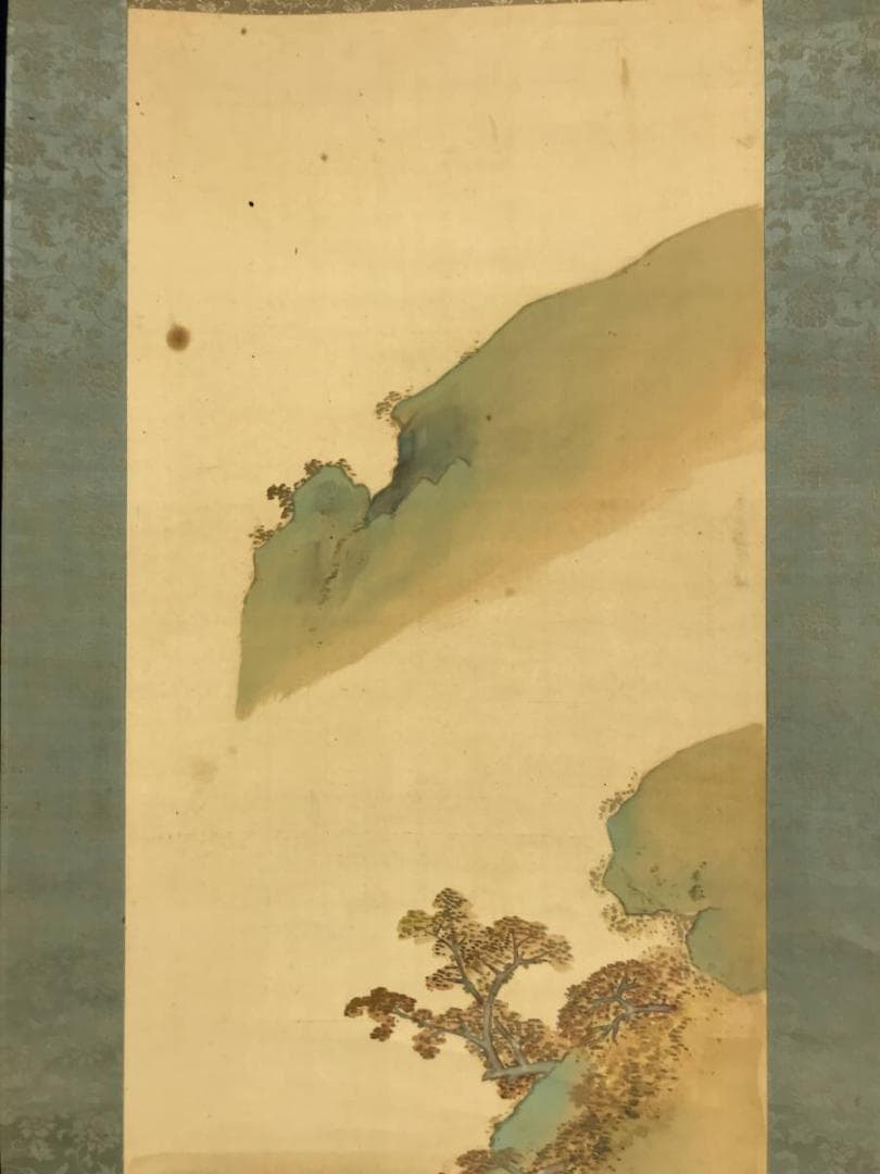 【真作】竜三郎/秋景山水図/山水図/掛軸/名家伝来/AD-157