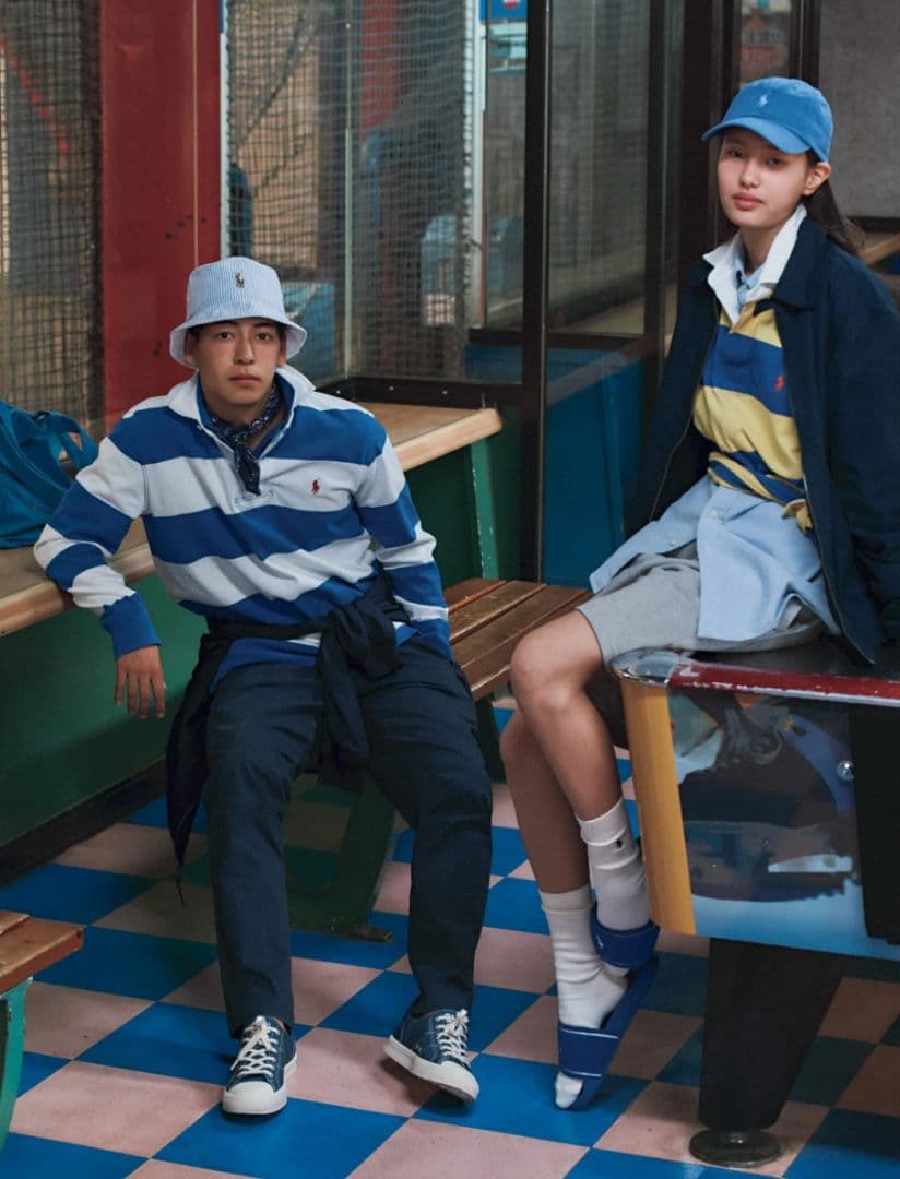 BROOKSBROTHERS　 ラガーシャツ 赤と紺 ストライプ