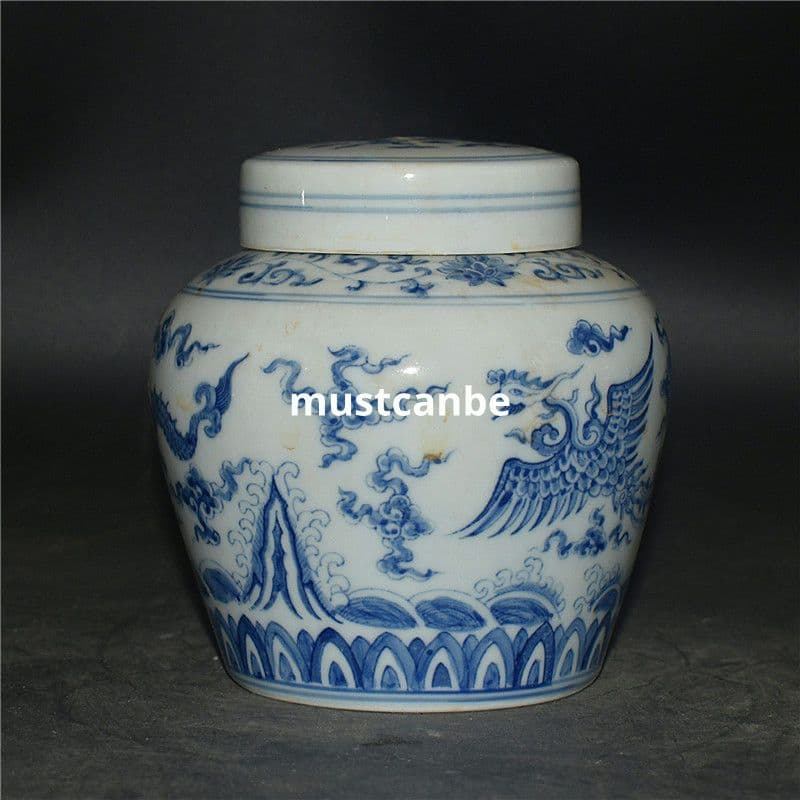 青花手画龍鳳薄胎天字壺 景徳鎮 陶磁器 装飾品 現代工芸品 美術品 置物