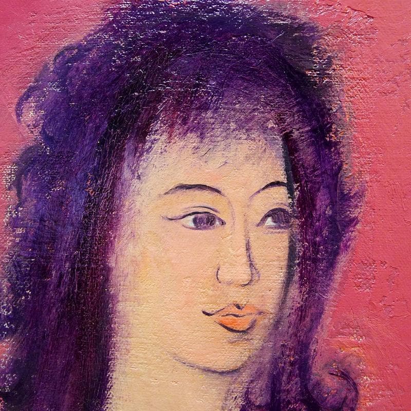 滝沢真吾・油彩画「赤衣の人」/ 直筆サイン有り / 額装品