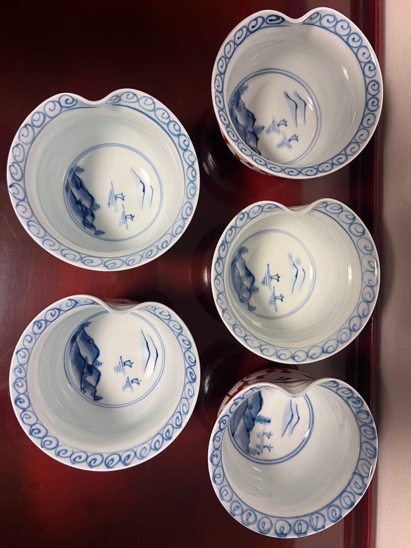 【新品】5客 有田焼　小鉢揃　染付山水
