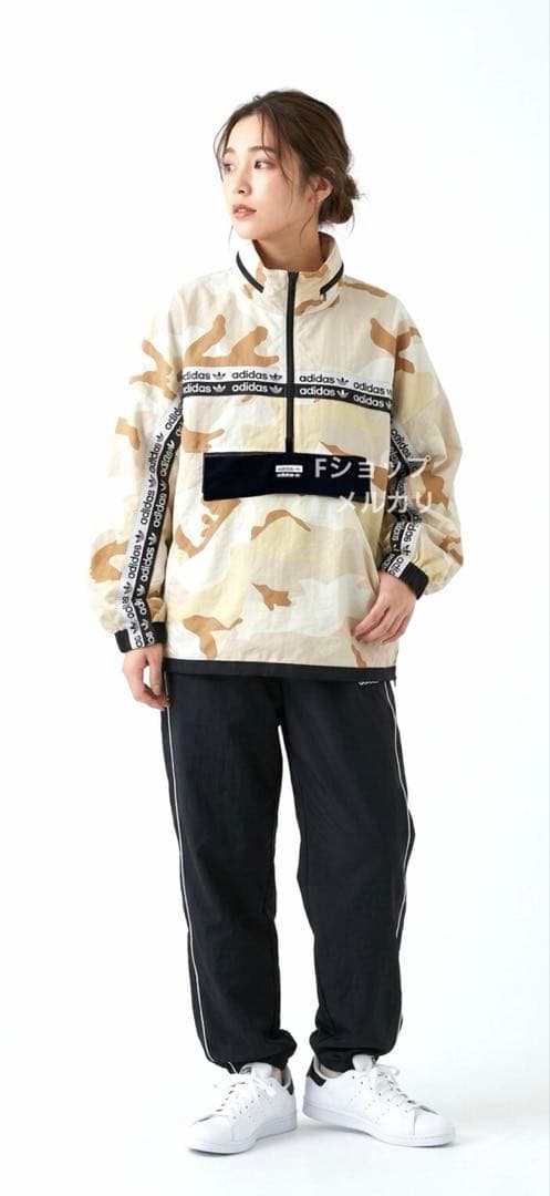 美品adidas トップスR.Y.V.ジャケット ベージュ黒カモフラージュ柄XL