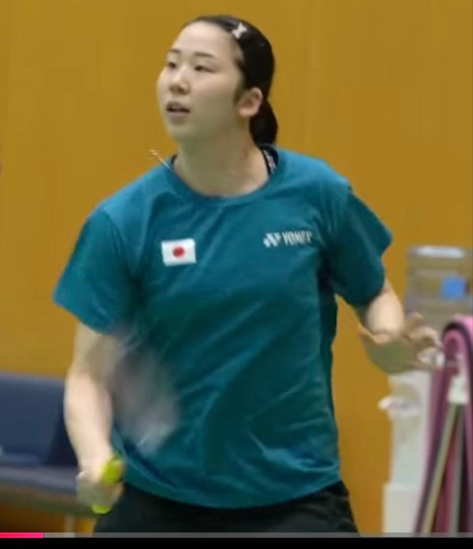YONEX バドミントンシャツ 青 日本国旗付き