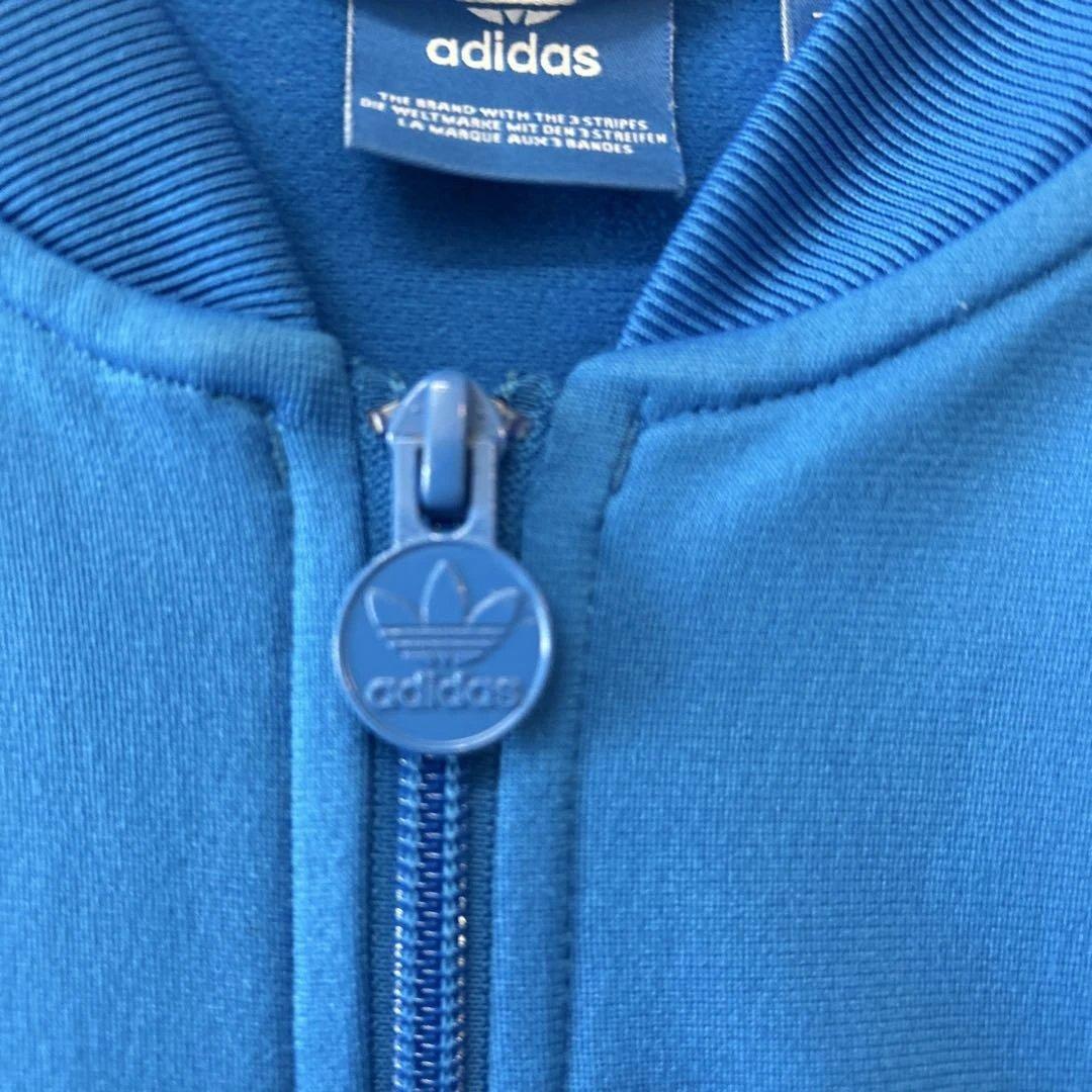 adidas XLアディダス3本ライン　ブルー青トラックジャケット ジャージXL