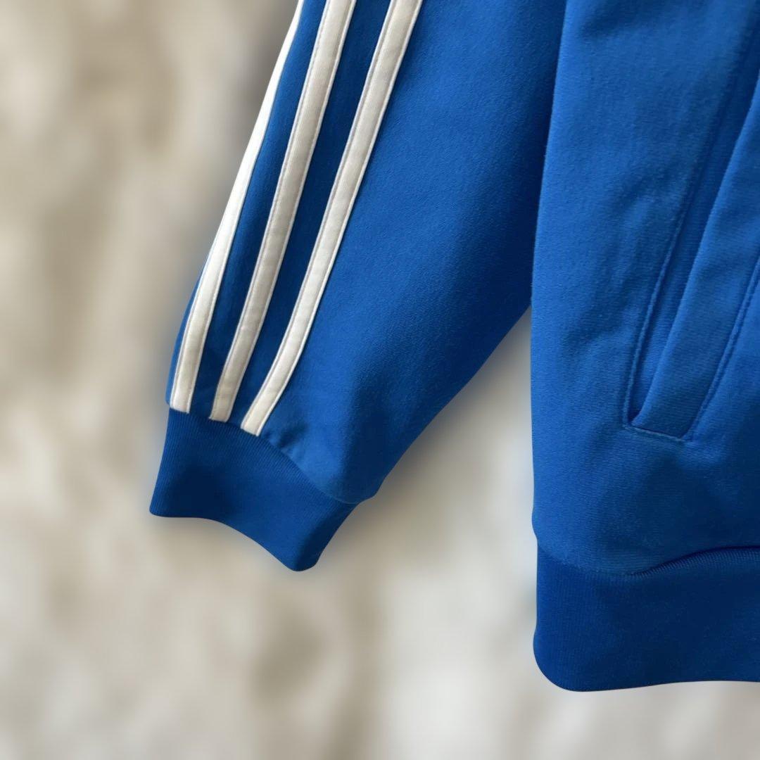 adidas XLアディダス3本ライン　ブルー青トラックジャケット ジャージXL