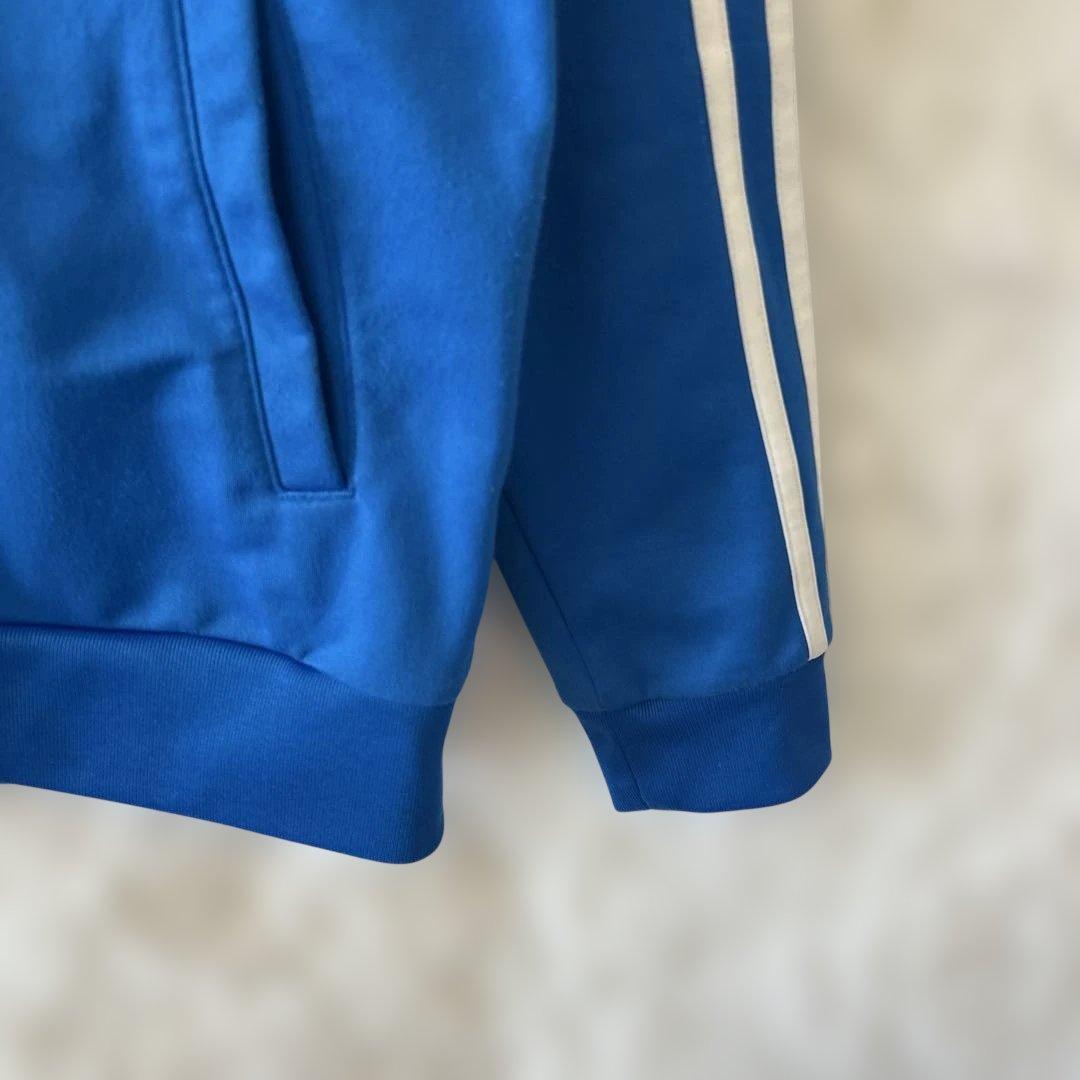 adidas XLアディダス3本ライン　ブルー青トラックジャケット ジャージXL
