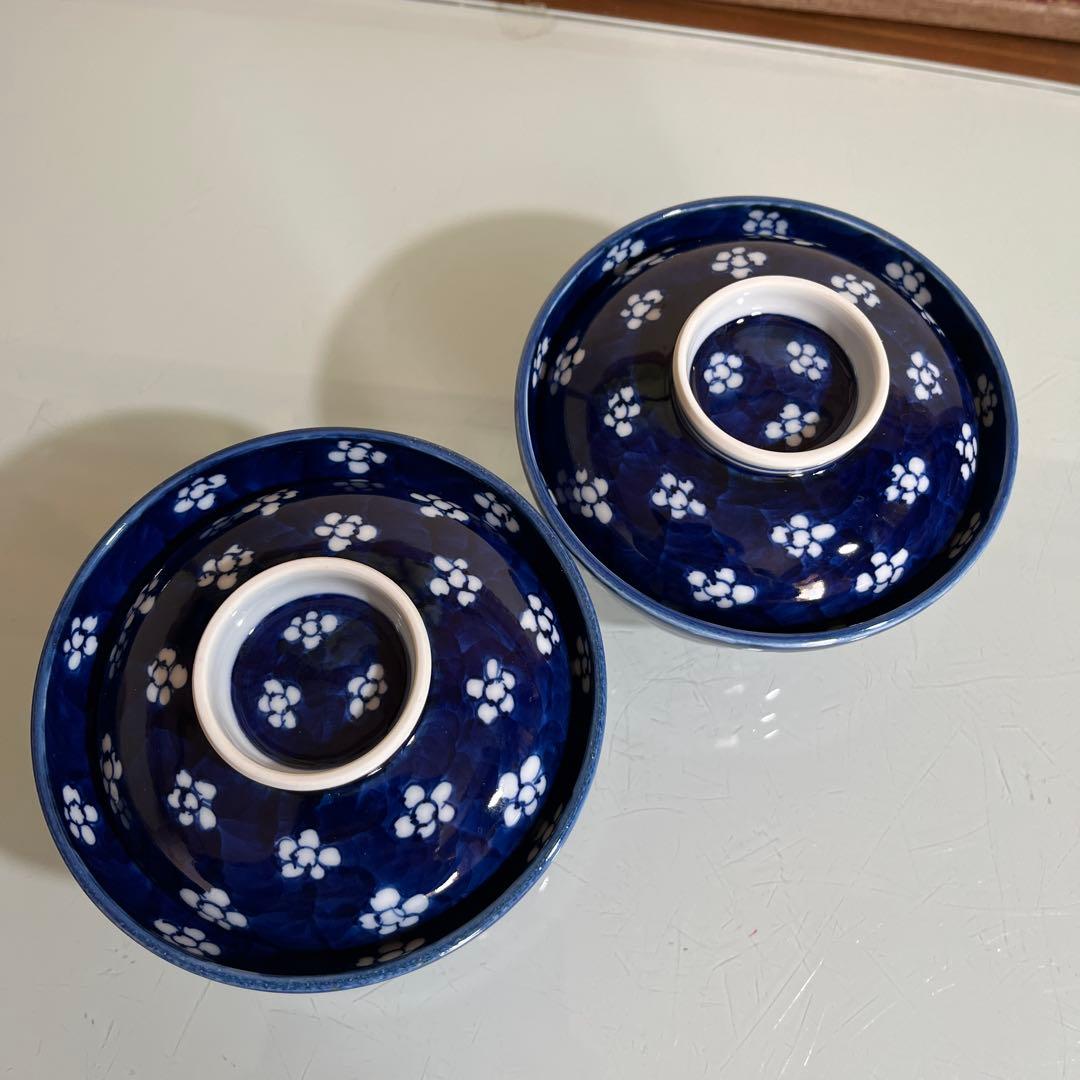 源右衛門　染付梅花濃絵　松竹梅蓋付向付丼2ケ 有光堂