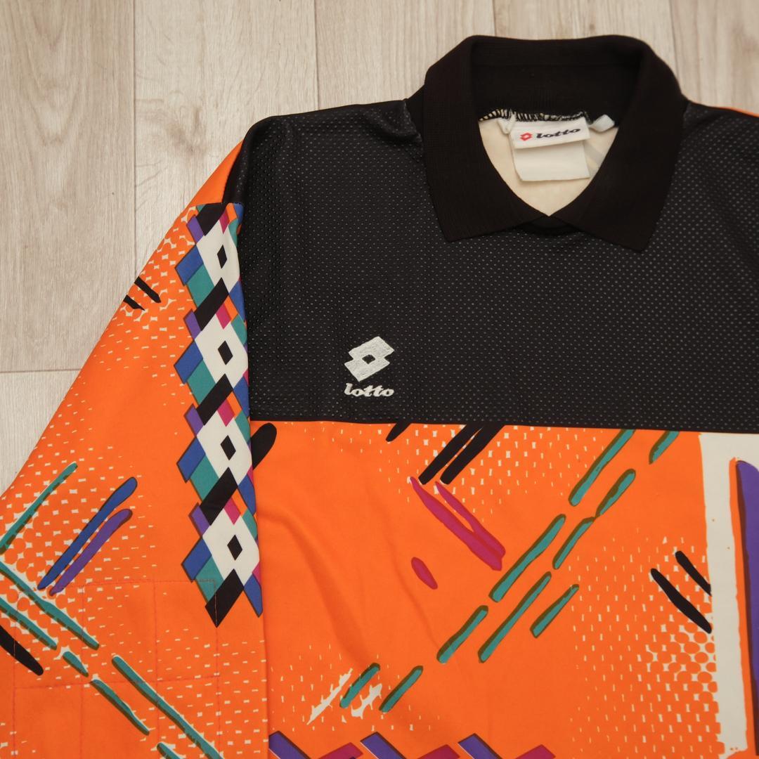 【90s】Lotto GKシャツ 長袖 総柄 ネオン サッカー ユニフォーム
