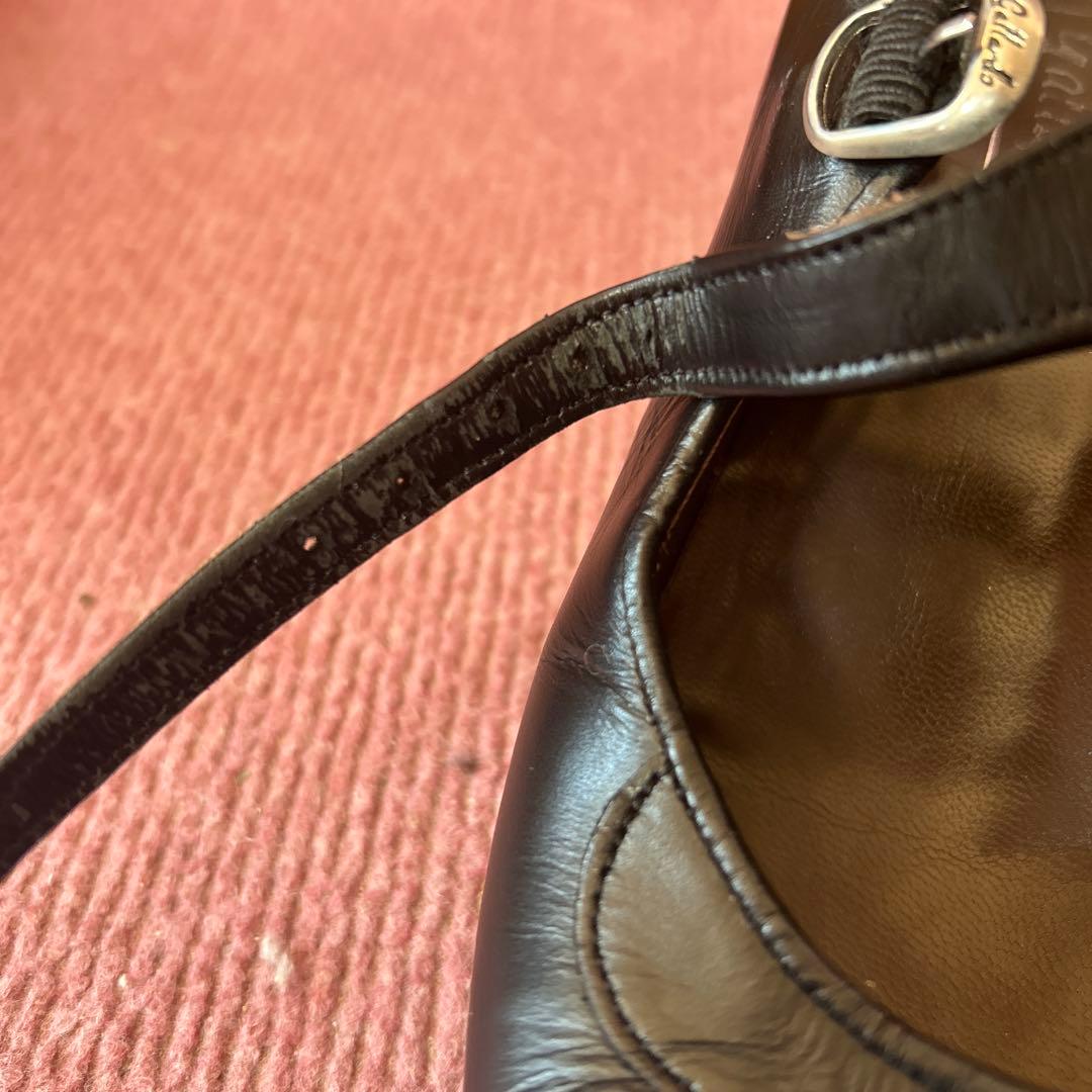 ブラックレザー ストラップヒールシューズ　24.5cm