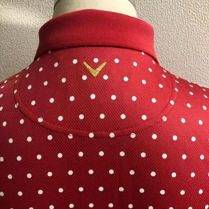 CALLAWAY キャロウェイ 半袖 ポロシャツ レッド系 ドット Lサイズ