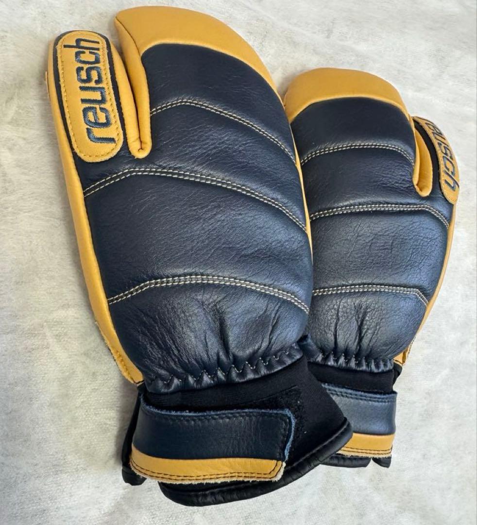 未使用・タグ付reuschミトンネイビー×マスタード サイズ8.0 ロイシュ