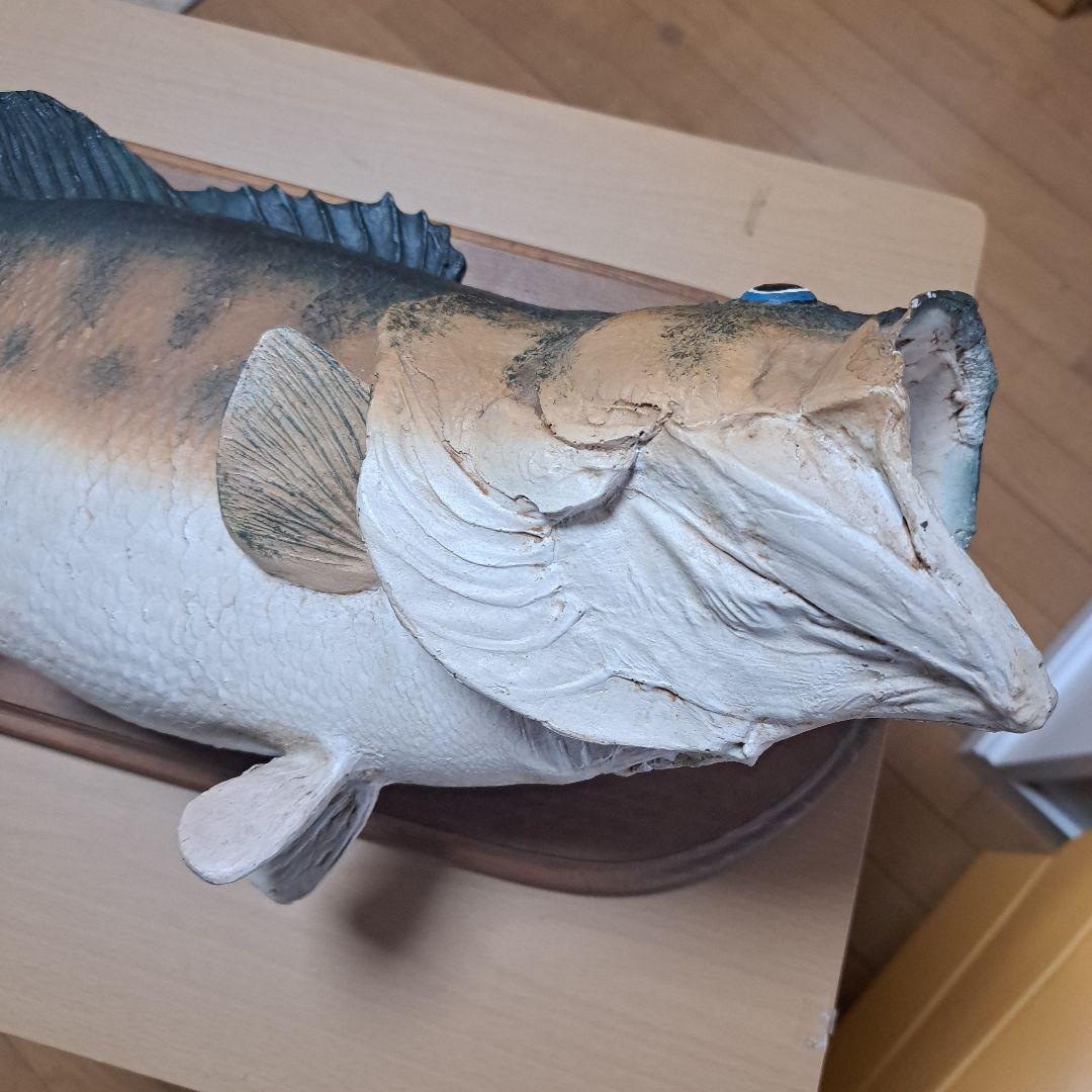 ㊼ブラックバス 壁掛け レプリカ 釣り 石膏 ラージマウス
