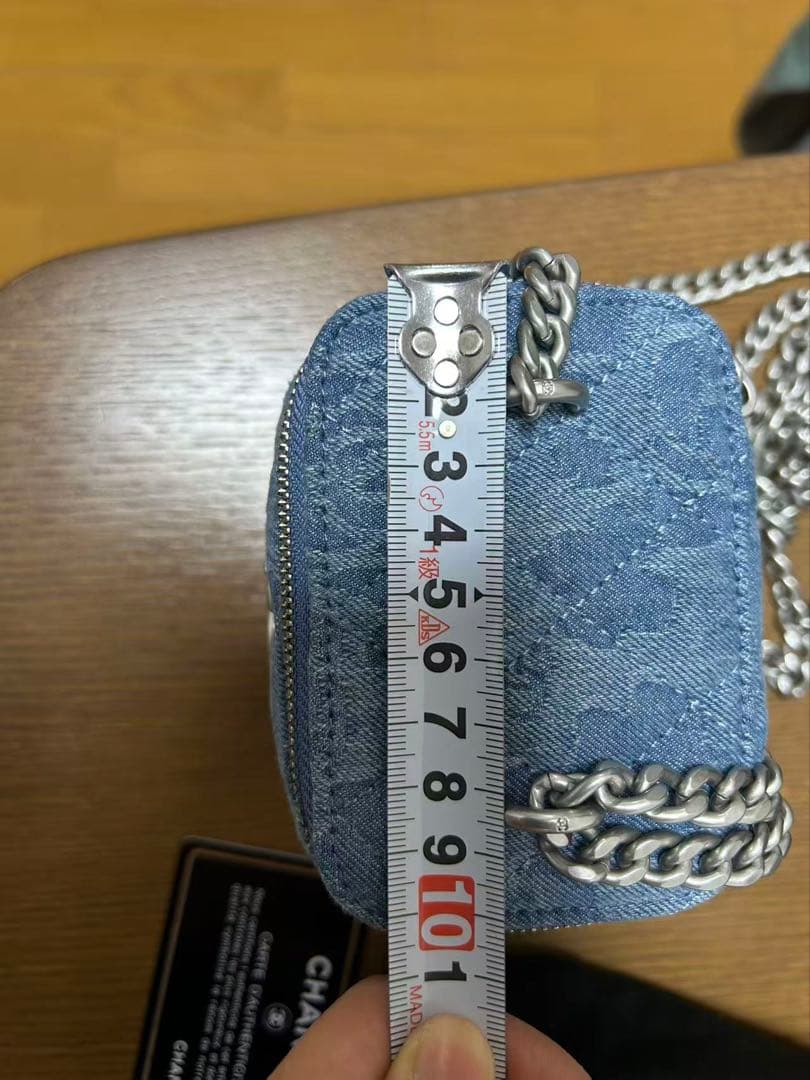 可愛い（シャネル） チェーンショルダーバッグ バニティ ブルー シルバー金具