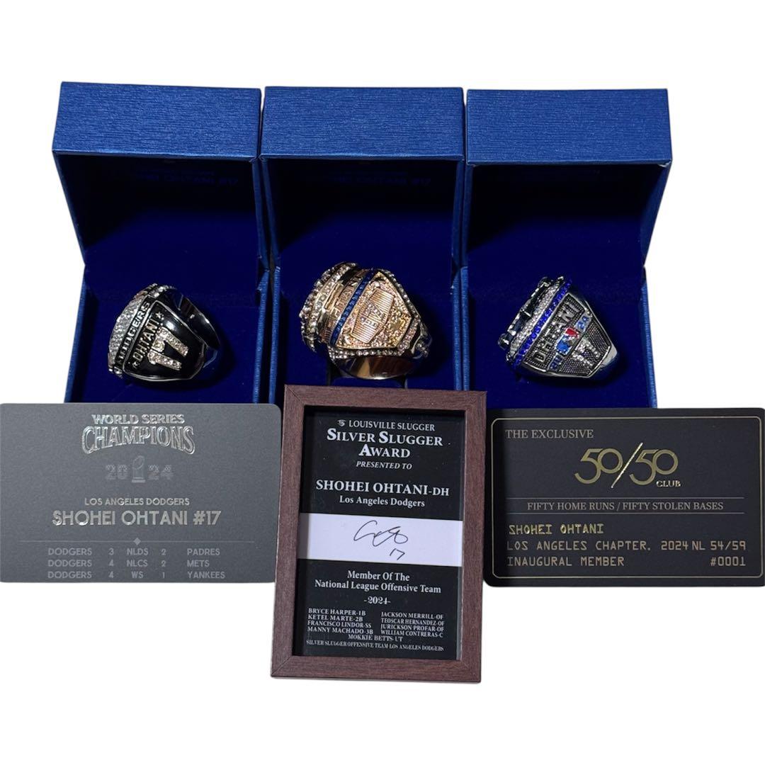 【*球様 非売品 ドジャース 大谷翔平 チャンピオンリング3種ケース＆台座＆カー