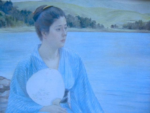 黒田清輝、【湖畔】、年代物・希少な画集画、新品高級額 額装付、状態良好