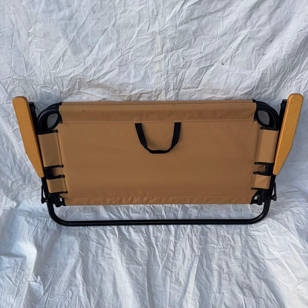 QUICKCAMP 折りたたみベンチ 木製アーム 2人掛け ベージュ