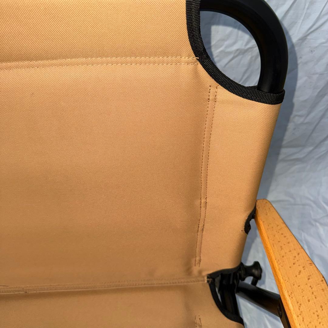 QUICKCAMP 折りたたみベンチ 木製アーム 2人掛け ベージュ