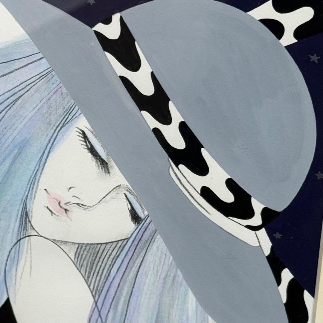H22KZ33j 真作保証 真椰レイ まや・れい 水彩画 帽子の女 65/200